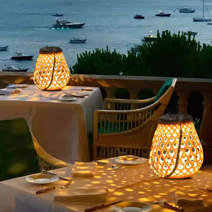 Large Solar LED Rattan Lantern – Oval Outdoor Light for Garden and Patio Decoration