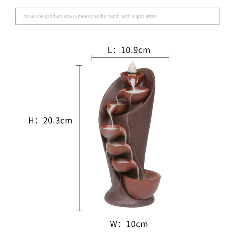 Smoked Waterfall Incense Holder with Return Flow Effect