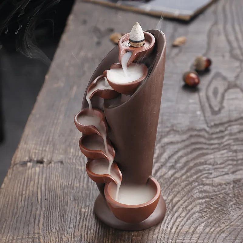 Smoked Waterfall Incense Holder with Return Flow Effect