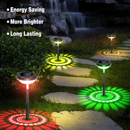 Solar LED Garden Lamp with Color-Changing Light – Outdoor Lighting with Floral Pattern