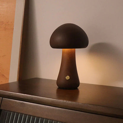 Natural Wooden Mushroom LED Night Light – Charming Lamp for a Cozy and Inviting Ambience
