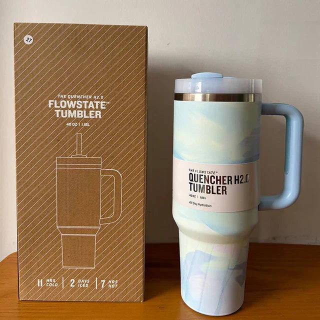 40 Oz Insulated Stainless Steel Travel Mug with Handle, Leakproof Lid & Straw