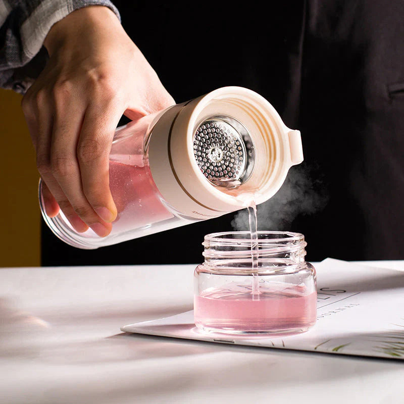 Double-Walled Glass Tea Infuser Bottle with Strainer