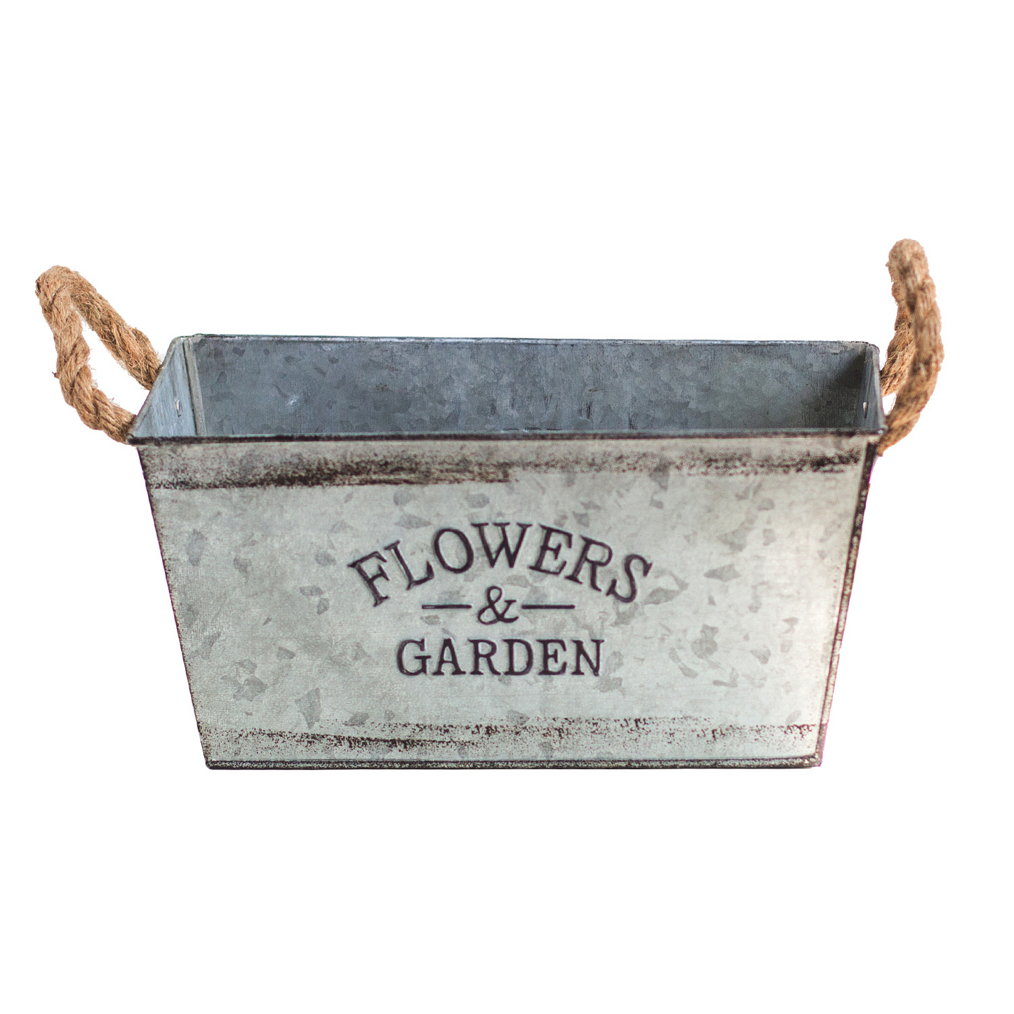 Metal Garden Planter with Hemp Rope Handles – Decorative Flower Pot for Outdoor Use