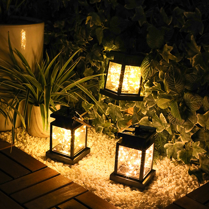 Solar LED Lantern with Hanging Clip and Light Wire – Waterproof Outdoor Lighting for Patio and Balcony