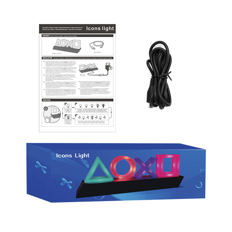LED Table Lamp with PlayStation Icons – Music-Activated Gaming & Bedroom Decor Lamp