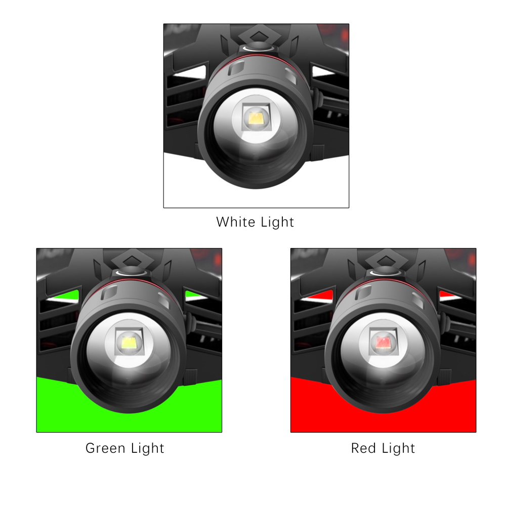 Rechargeable LED Headlamp with White, Red, and Green Modes – USB Rechargeable Headlight with Powerful Battery