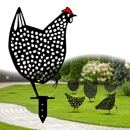 Decorative Metal Garden Chickens – Outdoor Garden Plug Statues for Lawn Decor