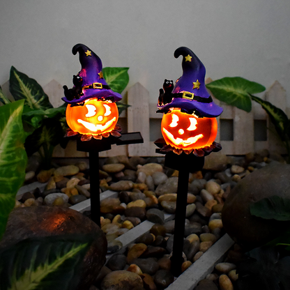 Solar Halloween Lights – LED Garden Lights with Pumpkin and Witch Motifs for Outdoor Decoration