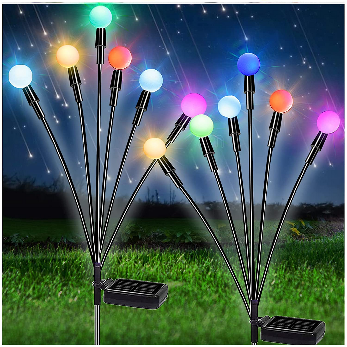 Solar LED Garden Lights with Adjustable Spheres – Waterproof Outdoor Lighting for Flower Beds and Walkways