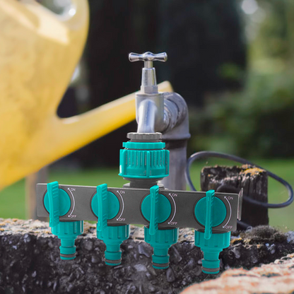 Universal 4-Way Garden Hose Splitter – Adjustable Water Tap Distributor for Multiple Hoses