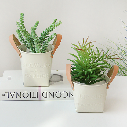 Stylish Plant Pots with Leather Handles – Decorative Flower Pots for Home and Garden Decor