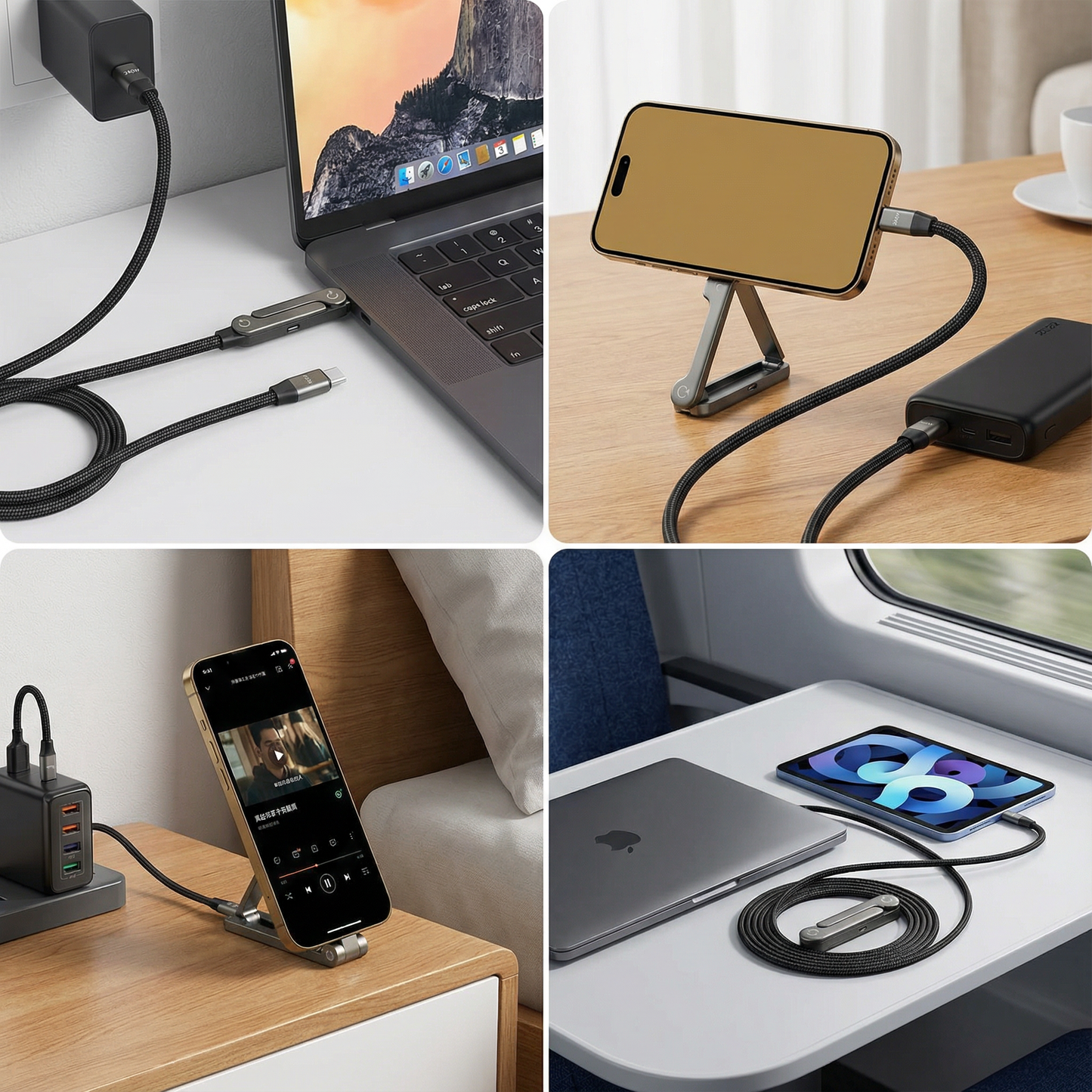 2-in-1 Foldable Fast Charging Cable & Phone Stand