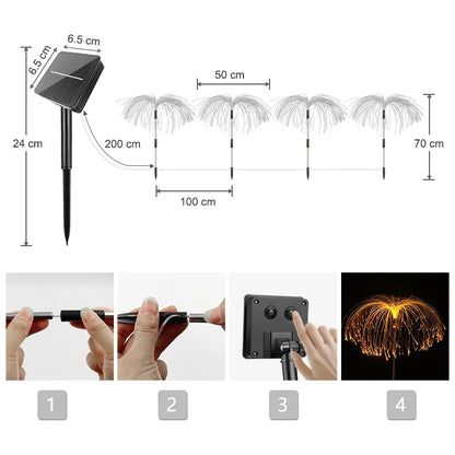 Color-Changing Solar Garden Light - LED Firework Design for Patio and Lawn