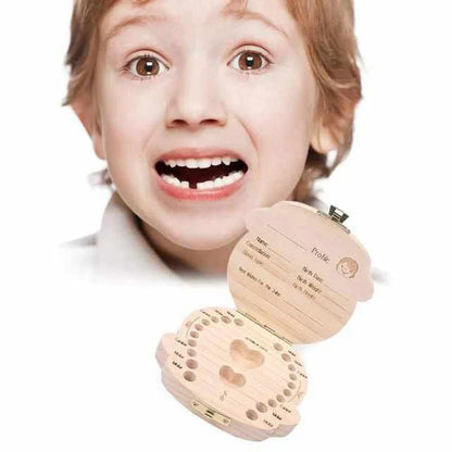 Wooden Tooth Storage Box for Baby Teeth – Keepsake Box with Space for Personal Data