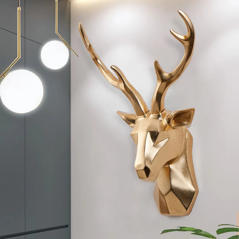 3D Gold Deer Head Wall Art for a Luxe Ambiance