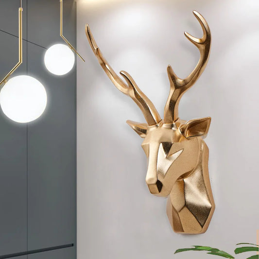 3D Gold Deer Head Wall Art for a Luxe Ambiance