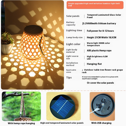 Large Solar LED Rattan Lantern – Oval Outdoor Light for Garden and Patio Decoration