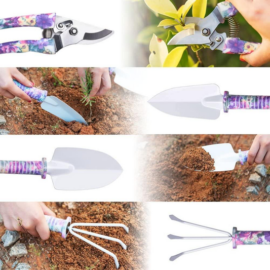 10-Piece Garden Tool Kit – Ergonomic and Colorful Tools for Efficient Plant Care