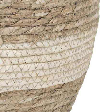 Set of 3 Handwoven Seagrass Plant Baskets - Decorative Flower Pots with Foil Liner