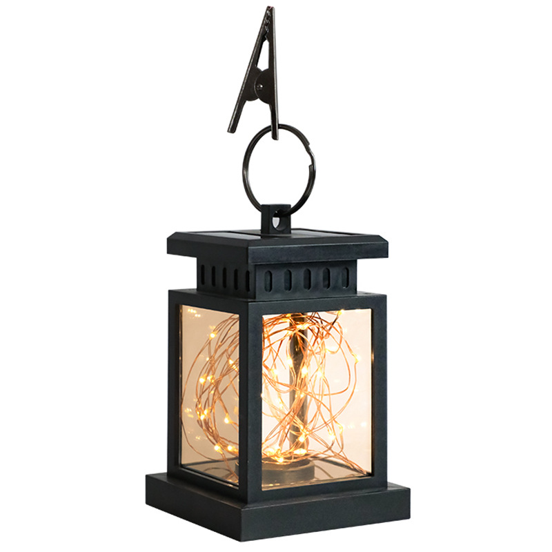 Solar LED Lantern with Hanging Clip and Light Wire – Waterproof Outdoor Lighting for Patio and Balcony