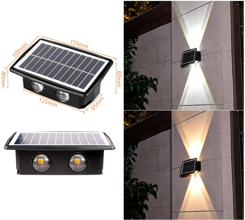 Modern Solar LED Wall Light with Up & Down Lighting Effect – Outdoor Garden and Patio Lighting