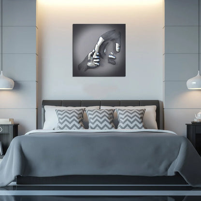 Modern Love Canvas with Elegant Metallic Figure – Abstract Art in Contemporary Design