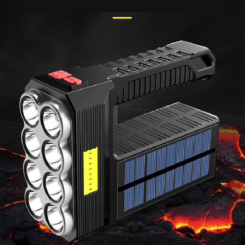 Solar Led Torch - Waterproof , Powerful Hand Torch with Lithium Battery