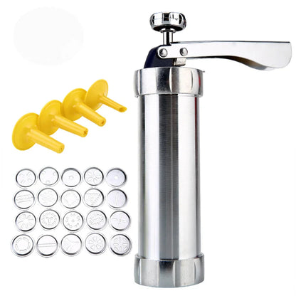 Stainless Steel Cookie Press with Interchangeable Discs for Perfect Biscuits and Pastries