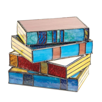 Stained Glass Book Stack Lamp