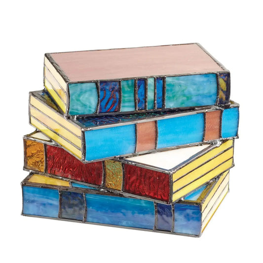 Stained Glass Book Stack Lamp