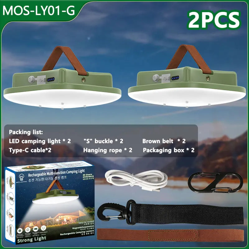 80W LED Solar-Powered Rechargeable Camping Lamp With Magnet And Zoom Feature