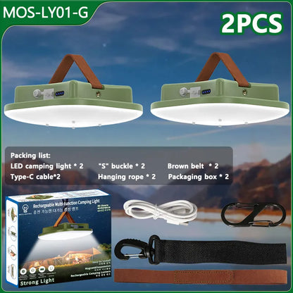 80W LED Solar-Powered Rechargeable Camping Lamp With Magnet And Zoom Feature