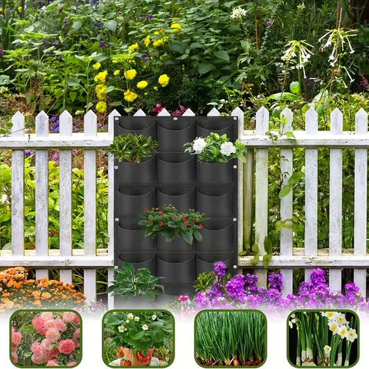 Wall-Mounted Felt Garden Planter – 3D Non-Woven Vertical Hanging Plant Bag