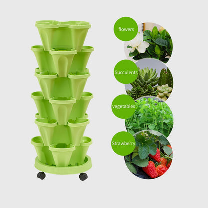 6-Tier Vertical Plant Tower - Space-Saving 3D Flower Display System for Garden