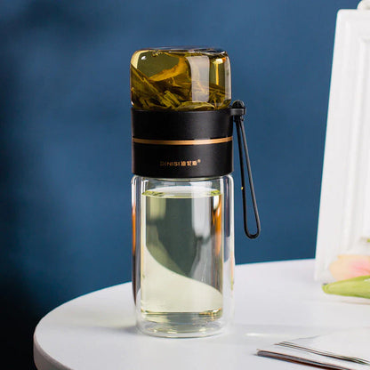 Double-Walled Glass Tea Infuser Bottle with Strainer