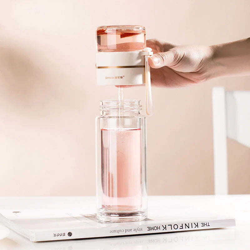 Double-Walled Glass Tea Infuser Bottle with Strainer