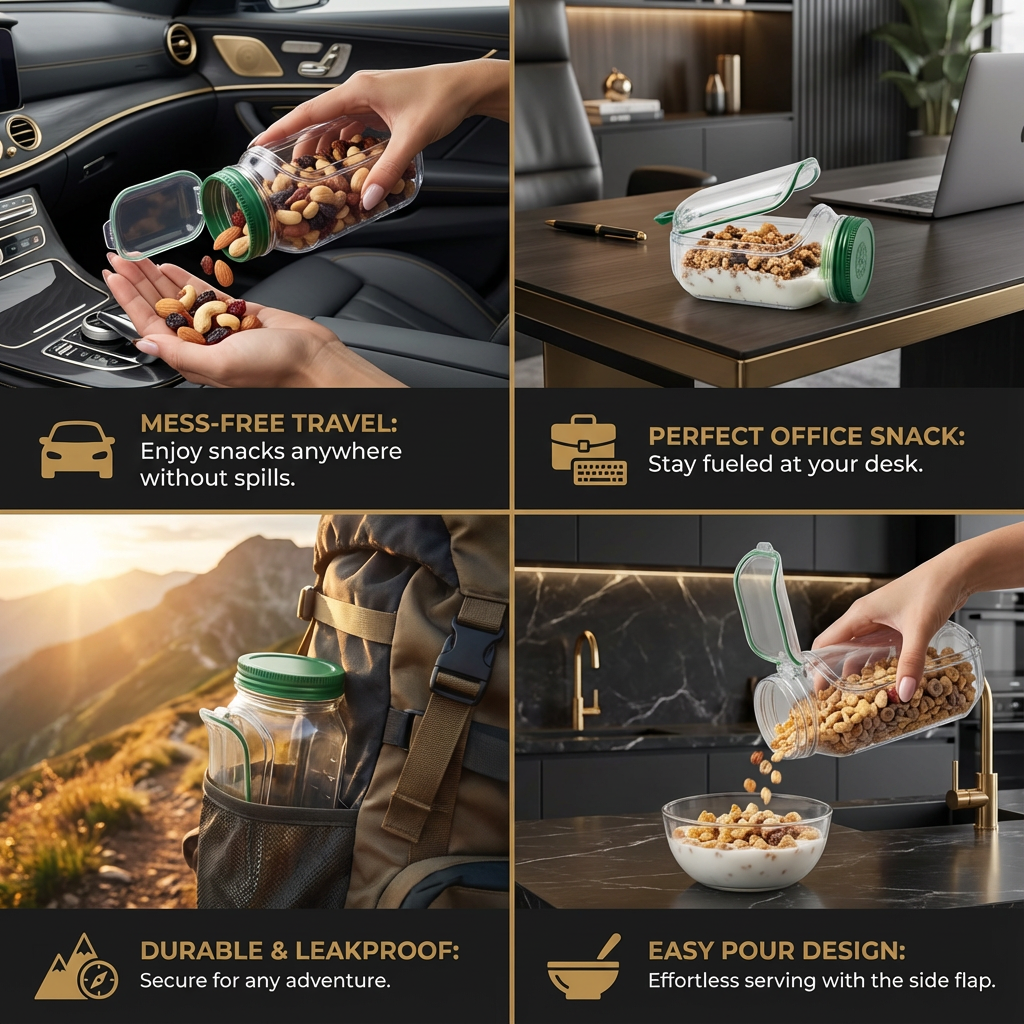 To-Go Snack Box with Side Flap – Leakproof & Portable