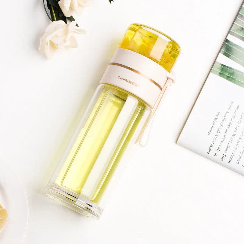 Double-Walled Glass Tea Infuser Bottle with Strainer