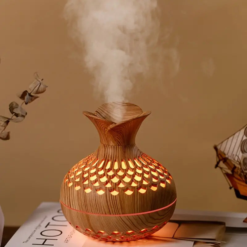 Wooden Aromatherapy Humidifier with LED Diffuser and Night Light for Relaxation