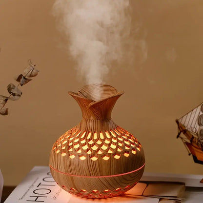 Wooden Aromatherapy Humidifier with LED Diffuser and Night Light for Relaxation