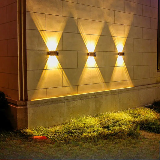 Modern Solar LED Wall Light with Up & Down Lighting Effect – Outdoor Garden and Patio Lighting