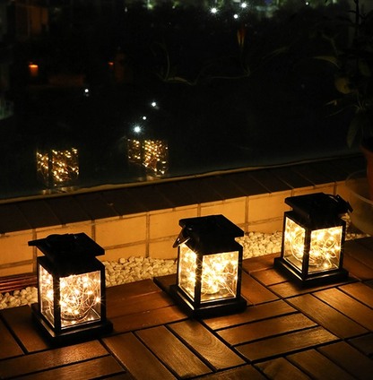 Solar LED Lantern with Hanging Clip and Light Wire – Waterproof Outdoor Lighting for Patio and Balcony