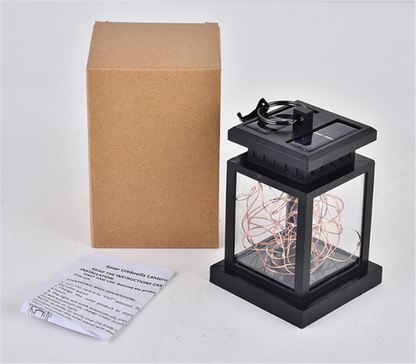 Solar Led Lantern with Wire Lights - Decorative Garden Lamp for Outdoor Areas and Patios