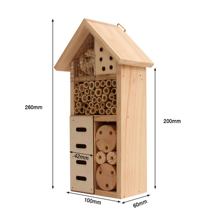 Wooden Insect Habitat - Bee and Bug-Friendly Shelter for Garden and Patio