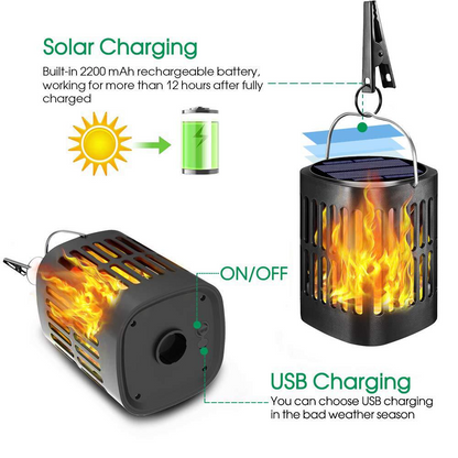 Solar LED Flame Light – Decorative Hanging Lantern for Garden and Patio Outdoor Illumination
