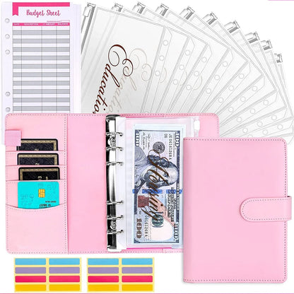 Budget Organizer Folder with Cash Envelope System and Credit Card Slots