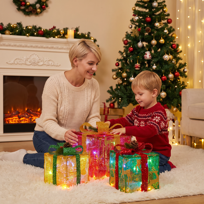 Glowing LED Christmas Gift Box Decoration Set