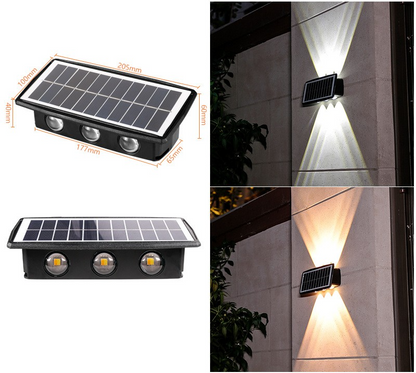 Modern Solar LED Wall Light with Up & Down Lighting Effect – Outdoor Garden and Patio Lighting