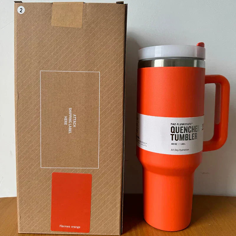 40 Oz Insulated Stainless Steel Travel Mug with Handle, Leakproof Lid & Straw